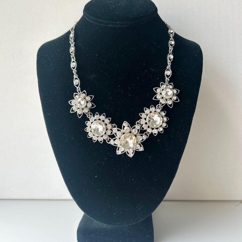 Vintage Crystal Floral Statement Necklace